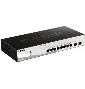 Коммутатор D-Link DGS-1210-10/FL1A, L2 Managed Switch with  8 10/100/1000Base-T ports and 2 1000Base-X SFP ports.8K Mac address, 802.3x Flow Control, 256 of 802.1Q VLAN, VID range 1-4094, 802.1p Priority Queues