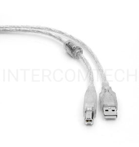 Кабель Cablexpert USB 2.0 Pro, AM/BM, 2м, экран, 2 феррит.кольца, прозрачный (CCF-USB2-AMBM-TR-2M)
