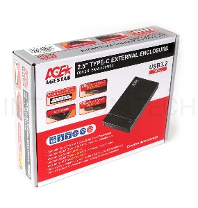 Внешний корпус USB 3.0 AgeStar 3UB2P3C (BLACK), безвинтовой, черный