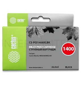 Картридж струйный Cactus CS-PGI1400XLBK черный для HP Canon MB2050/MB2350/MB2040/MB2340 (36мл)