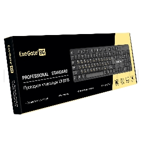 Клавиатура ExeGate EX293971RUS LY-331S (USB, полноразмерная, влагозащищенная, 104кл., Enter большой, длина кабеля 1,7м, черная, RTL)
