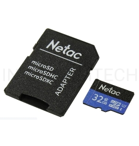 Флеш карта microSDHC 32GB Netac P500 <NT02P500STN-032G-R>  (с SD адаптером) 80MB/s
