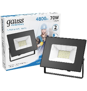Прожектор светодиодный LED 70Вт IP65 6500К черн. Gauss 613100370