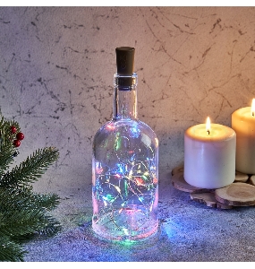 Гирлянда «Роса» с пробкой 2 м, 20 LED, цвет свечения мультиколор, 3хLR44 в комплекте NEON-NIGHT
