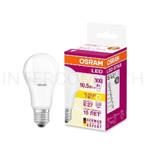 Лампа светодиодная LED STAR CLASSIC A 100 10W/827 10Вт грушевидная 2700К тепл. бел. E27 1060лм 220-240В матов. пласт. OSRAM 4052899971578