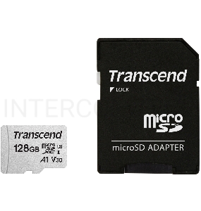 Флеш карта Transcend Micro SecureDigital 128Gb MicroSDXC Class 10 UHS-I U3, SD adapter}(TS128GUSD300S-A)