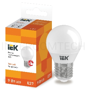 Лампа Iek LLE-G45-9-230-30-E27 светодиодная ECO G45 шар 9Вт 230В 3000К E27