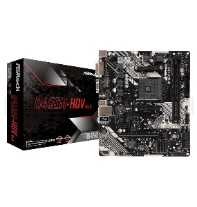 Материнская плата ASRock B450M-HDV R4.0 Soc-AM4 AMD B450 2xDDR4 mATX AC`97 8ch(7.1) GbLAN RAID+VGA+DVI+HDMI