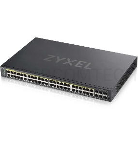 Коммутатор ZYXEL GS1920-48HPv2 Hybrid Smart switch PoE+ Zyxel Nebula Flex, 44xGE PoE+, 4xCombo (SFP/RJ-45 PoE+), 2xSFP, budget PoE 375W, Standalone / cloud management