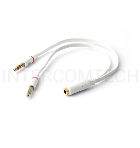Кабель аудио Cablexpert CCAB-02-35F2M-0.2MB. 3.5 джек 4pin(F)/2х 3.5 джек(M) наушники и микрофон, черный, 0.2м, блистер