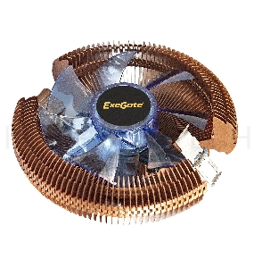 Кулер ExeGate EX286154RUS Wizard EE91-PWM.Cu.BLUE (Al+Copper, LGA775/1150/1151/1155/1156/1200/AM2/AM2+/AM3/AM3+/AM4/FM1/FM2/754/939/940, TDP 80W, Fan 90mm, PWM, 800-2400RPM, Hydro bearing, 4pin, 11-24db, 265г, голубая подсветка, с термопастой, на защелках