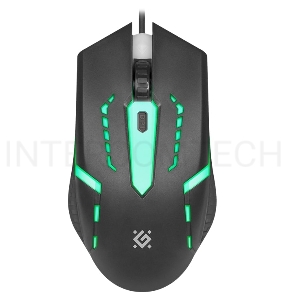 Мышь проводная  Defender Flash MB-600L черный,4кнопки,7 цветов подсветки,800- 1200dpi (52600)