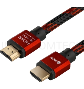 Greenconnect Кабель 0.5m HDMI версия 2.0, HDR 4:2:2, Ultra HD, 4K 60 fps 60Hz/5K*30Hz, 3D, AUDIO, 18.0 Гбит/с, 28/28 AWG, OD7.3mm, тройной экран, BICOLOR нейлон, AL корпус красный, GCR-51488 Greenconnect Кабель 0.5m HDMI версия 2.0, HDR 4:2:2, Ultra HD, 4