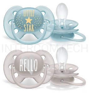 Пустышка ultra soft, Little star/Hello, 6-18 мес., 2 шт, для мальчиков