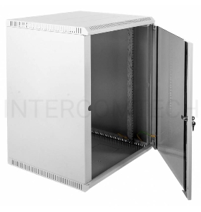 Шкаф телеком. настенный разборный 15U (600х650) дверь стекло, цвет серый RAL 7035