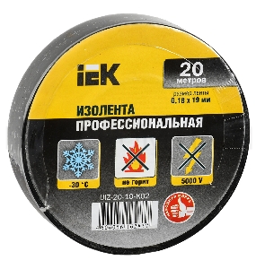 Изолента Iek UIZ-20-10-K02 0,18х19 мм черная 20 метров ИЭК