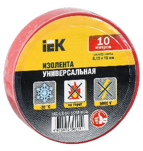 Изолента Iek UIZ-13-10-10M-K04 0,13х15 мм красная 10 метров ИЭК