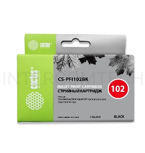 Картридж струйный Cactus CS-PFI102BK черный (130мл) для Canon iPF500/iPF600/iPF700/ MFP M40/iPF765/LP17/LP24