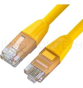 Патч-корд GCR прямой 3.0m LSZH UTP кат.6, желтый, 24 AWG, литой без фиксатора, ethernet high speed, RJ45, T568B