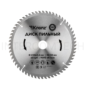 Диск пильный 250 мм х 60 зуб х 32/30 мм Kranz