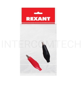 Зажим крокодил в изоляторе REXANT, длина 46 мм, ток 5A, 2 шт., пакет БОПП