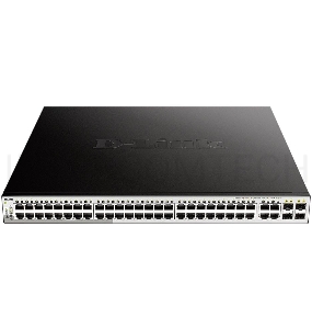 Коммутатор D-Link DGS-1210-52MP/FL1A, L2 Managed Switch with 48 10/100/1000Base-T ports and  4 100/1000Base-T/SFP combo-ports (48 PoE ports 802.3af/802.3at (30 W), PoE Budget 370 W).16K Mac address, 802.3x Flow