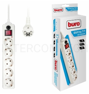 Сетевой фильтр Buro 500SH-10-W 10м (5 розеток) белый (коробка)
