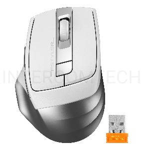 Мышь A4 Fstyler FG35 серебристый/белый оптическая (2000dpi) беспроводная USB (6but)