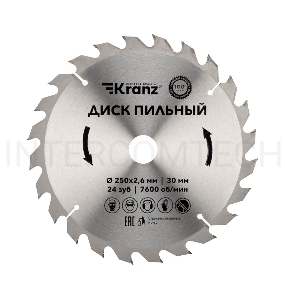 Диск пильный 250 мм х 24 зуб х 30 мм Kranz