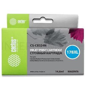 Картридж струйный Cactus CS-CB324N пурпурный для №178XL HP PhotoSmart B8553/C5383/C6383/D5463 (14,6m