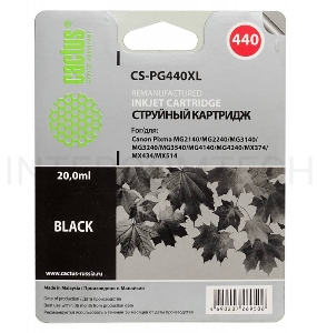 Картридж струйный Cactus CS-PG440XL черный для Canon Pixma MG2140/MG3140 (600стр.)