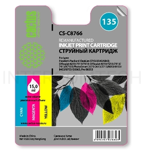 Картридж струйный Cactus CS-C8766 многоцветный для №135 HP DJ5743/6543/6843, OfficeJet 6213/7313/741