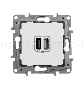 Зарядное устройство 2xUSB тип A/тип C, белый