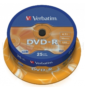 Диск DVD-R Verbatim 4.7Gb 16x Cake Box (25шт) (43522)