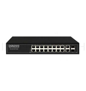 Коммутатор управляемый L2 PoE OSNOVO SW-8182/L(300W) Gigabit Ethernet на 16 RJ45 PoE + 2 x RJ45 + 2 GE SFP портов, до 30W на порт, суммарно до 300W