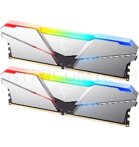 Модуль памяти DDR 5 DIMM 32Gb (16Gbx2), 4800Mhz, Netac NTSRD5P48DP-32S, RGB, CL40, Silver