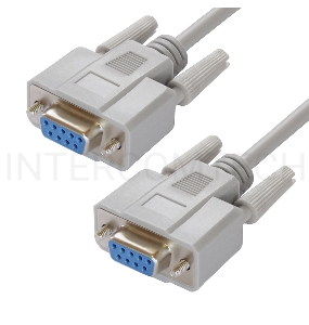 Кабель Greenconnect 1.5m 0-модемный COM линковочный, DB9/DB9  9F/9F, серый, 30 AWG, GCR-51477