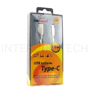 Кабель USB 2.0 Cablexpert CC-G-USBC01W-1.8M, AM/Type-C, серия Gold, длина 1.8м, белый, блистер