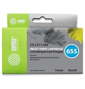 Картридж струйный Cactus CS-CZ112AE желтый для №655 HP DJ IA 3525/5525/4515/4525 (14,6ml)