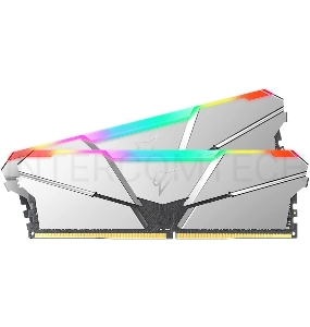 Модуль памяти DDR4 Netac Shadow RGB 16GB (2x8GB) 3600MHz CL16 1.35V / NTSRD4P36DP-16S / Silver / with radiator