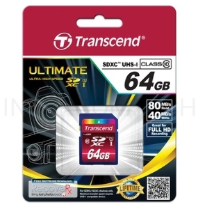 Флеш карта SDXC 64Gb Class10 Transcend TS64GSDXC10U1 BULK w/o adapter