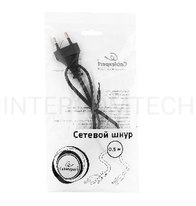Кабель питания для ноутбуков, аудио/видео техники Gembird PC-184/2-0.5М, 0.5м, 2-pin, черный, пакет    