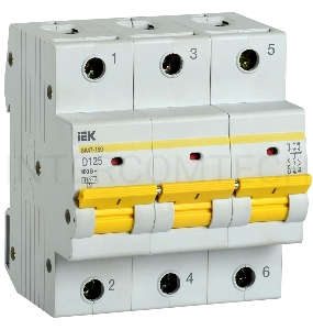 Iek MVA50-3-125-D Авт. выкл. ВА47-150 3Р 125А 15кА х-ка D