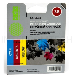 Картридж струйный Cactus CS-CL38 цветной для Canon PIXMA iP1800/iP2500/iP2600 MP210 (9ml)