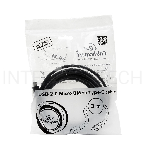 Кабель Cablexpert CCP-USB2-mBMCM-10 USB2.0 microBM/USB3.1TypeC, 3м, 