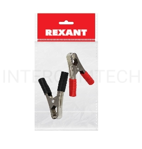 Зажим крокодил REXANT, длина 105 мм, ток 100A, 2 шт., пакет БОПП