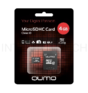 Флэш карта MicroSDHC 4Gb QUMO QM4GMICSDHC10 {MicroSDHC Class 10, SD adapter}