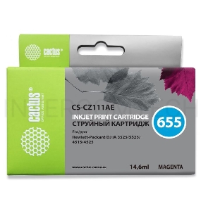 Картридж струйный Cactus CS-CZ111AE пурпурный для №655 HP DJ IA 3525/5525/4515/4525 (14,6ml)