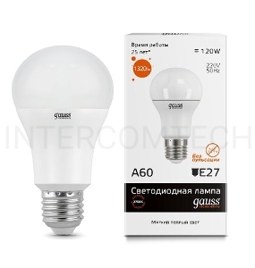 Лампа GAUSS LED Elementary 23215  A60 15W E27 2700K 1/10/40 груша