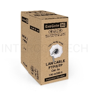 Кабель ExeGate UTP 4 пары кат.5e CCA, 24AWG, бухта 100м, серый, PVC